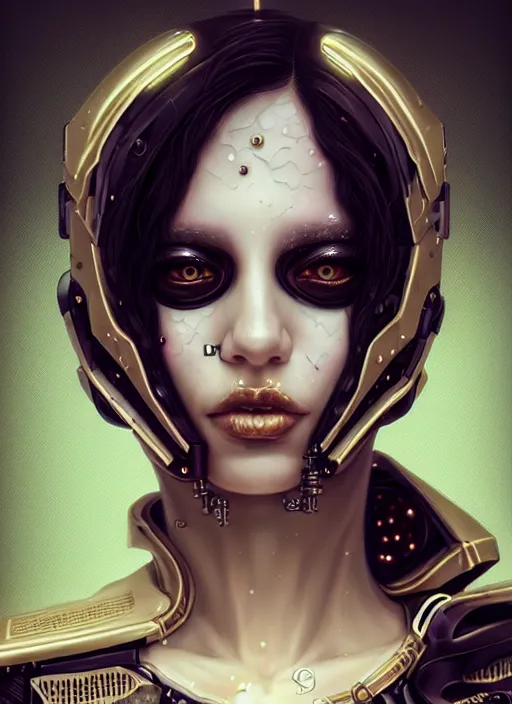 Image similar to soft lustrous ebony ivory biotech raver gutter punk gothic cyborg, golden ratio, details, scifi, fantasy, cyberpunk, intricate, decadent, highly detailed, digital painting, octane render, artstation, concept art, smooth, sharp focus, illustration, art by artgerm, loish, wlop