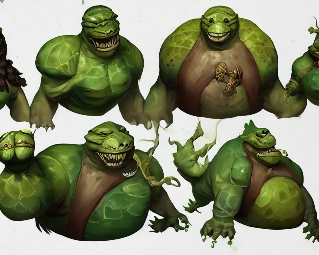 Image similar to sea of thieves character portrait concept art for a huge hulking muscular anthropomorphic turtle with a shell on its back and skin made of green reptile scales with a humanoid body, cgsociety, trending on artstation, rare ltd,