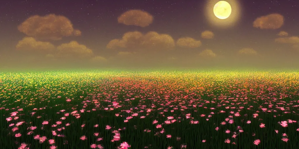 Field of Flowers anime flower field scenery HD wallpaper  Pxfuel
