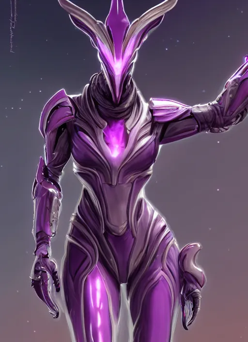 Image similar to cinematic close shot, galactic sized goddess, proportional stunning beautiful hot female warframe, detailed sleek cyborg female dragon head, metal ears, sleek purple eyes, smooth fuschia skin, sleek silver armor, floating in space, holding a planet, epic proportions, epic size, epic scale, furry art, dragon art, giantess art, warframe fanart, furaffinity, octane