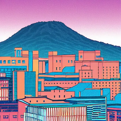 Prompt: asheville skyline, digital art, utamaro kitagawa style