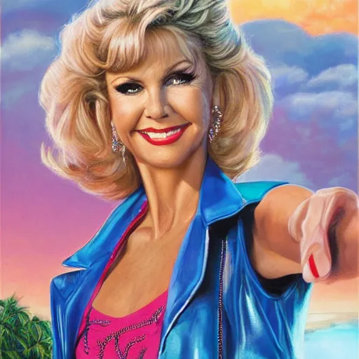 Image similar to Olivia Newton-John as Sandy in Grease, by Mark Brooks, Donato Giancola, Victor Nizovtsev, Scarlett Hooft Graafland, Chris Moore