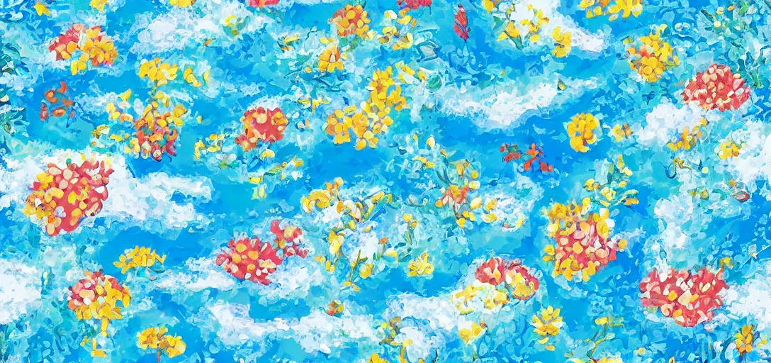 Image similar to pattern of water by ghibli, summer vibes