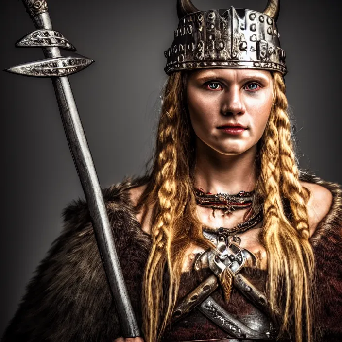 Image similar to photo of a beautiful viking queen, highly detailed, 4 k, hdr, smooth, sharp focus, high resolution, award - winning photo