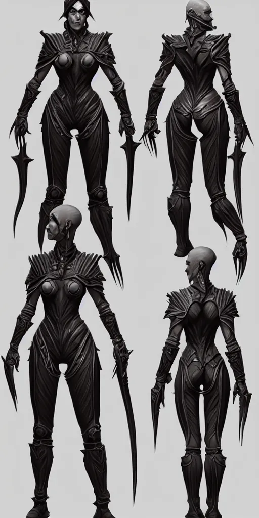 Image similar to stylized muscular victorian female grand inquisitor endboss. concept art, character sheet, blizzard, eldenring, screenshot, extremely detailed, insanely detailed, stylized, zbrush, horror, bloodbourne, full body concept