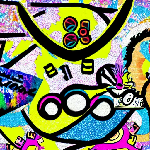 Image similar to acid house music rave graphics psychedelic illustration smiley ecstasy dnb jungle pill graffiti detailed