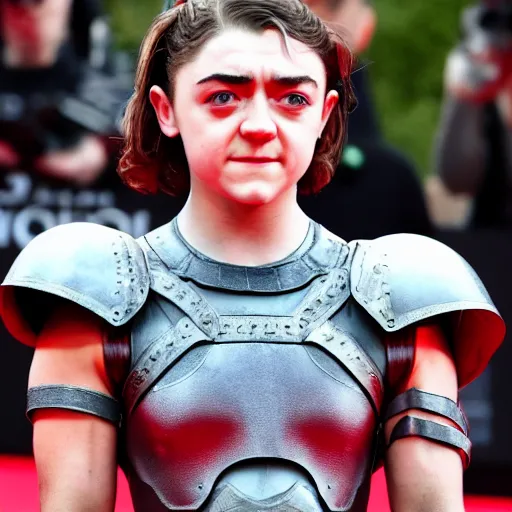 Image similar to muscular maisie williams as arya stark showing her abs, glisten, high resolution, hard light, cnn, afp, reuters