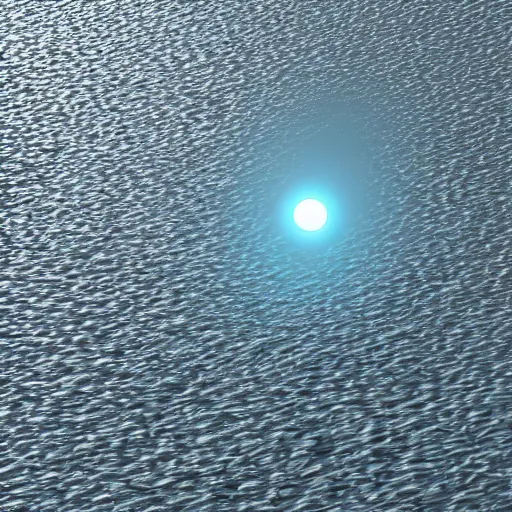 Image similar to shore, metallic water, raytracing, hubble in background, endless, 5 5 mm