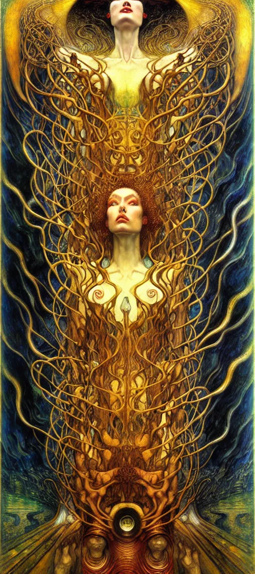 Image similar to Divine Chaos Engine by Karol Bak, Jean Delville, William Blake, Gustav Klimt, and Vincent Van Gogh, symbolist, visionary