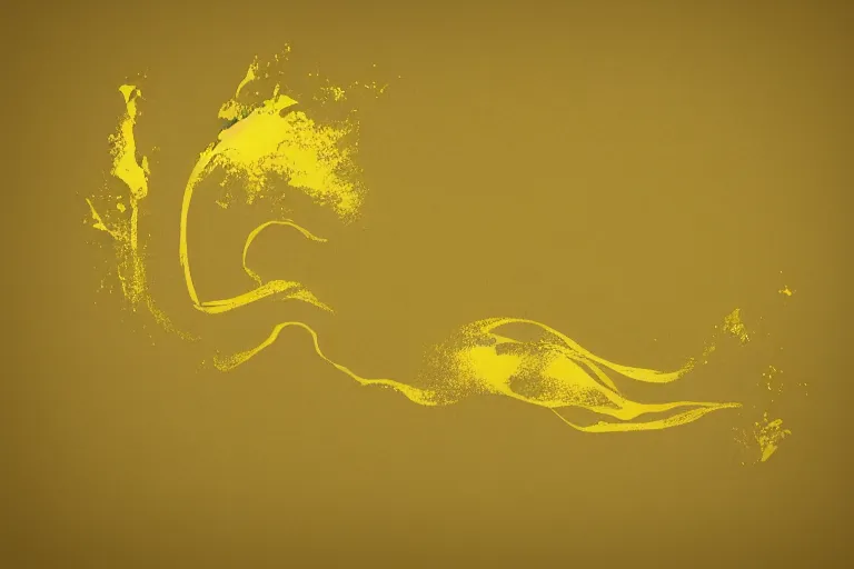 Image similar to beautiful serene swimming person, life, minimalistic golden and ink airbrush painting on white background