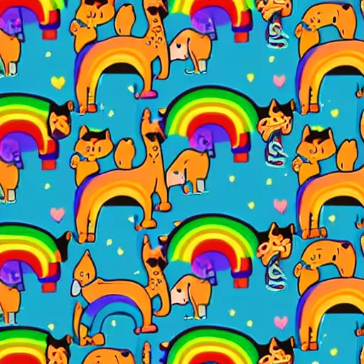 Prompt: (((((((seamless pattern))))))) of (((rainbow))) cats!!!!!!!!