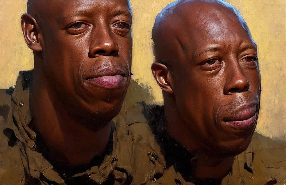 Image similar to portrait of ian wright!!!!!!!!!!!!!!!!!!!!!!!!!!!, detailed face, detailed painting, epic lighting, by ilya repin, phil hale and kent williams