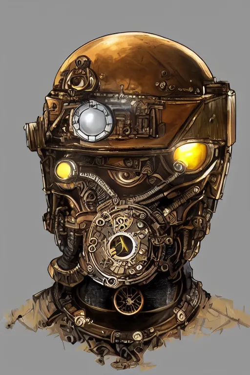 Image similar to steampunk helmet fantasy art mask robot ninja stylized digital illustration sharp focus, elegant intricate digital painting artstation concept art global illumination ray tracing advanced technology chaykin howard and campionpascale and cooke darwyn and davis jack