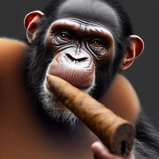 a high detail shot of a chimp wearing a suit, smoking | Stable ...