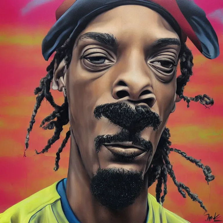 Prompt: Street-art portrait of Snoop Dog in style of Etam Cru, photorealism