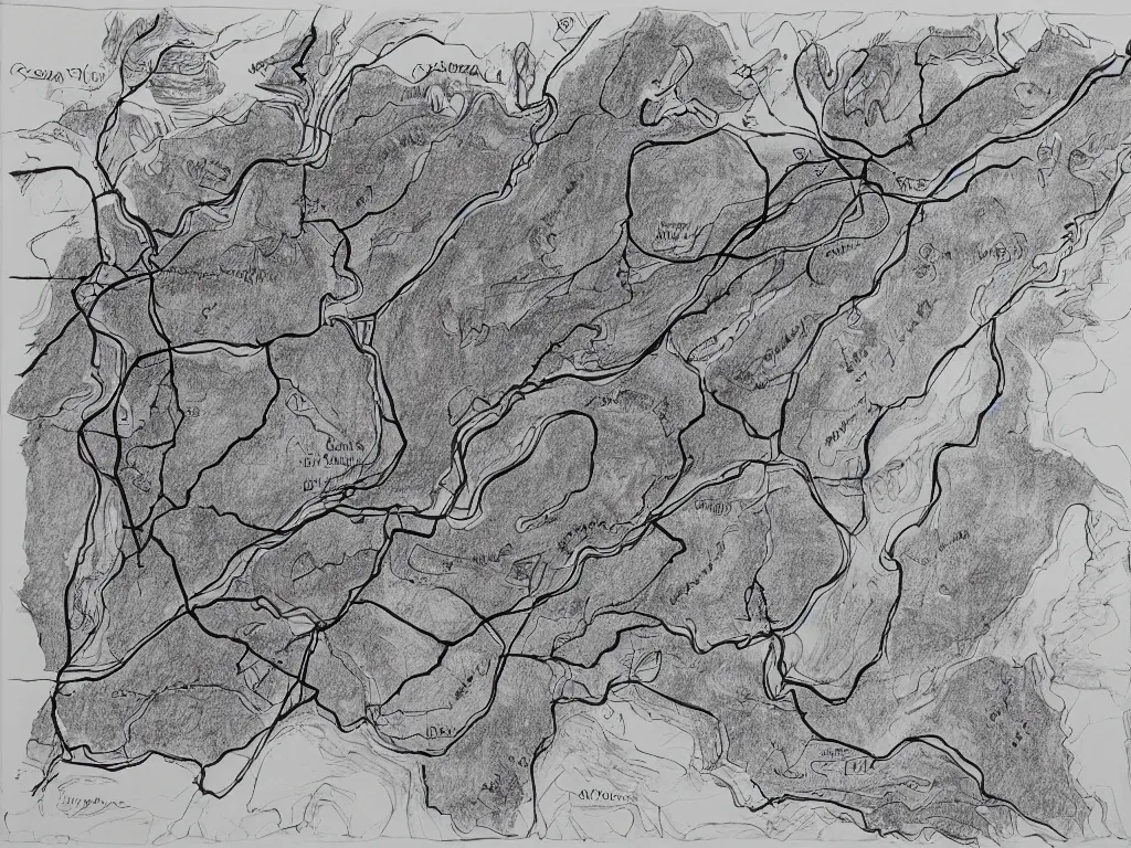 Image similar to A map of South Carolina's cave system, Ink drawing by Deven Rue, fine point pen