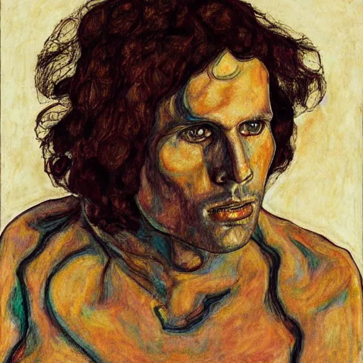 Prompt: portrait of jim morrison by egon schiele in the style of greg rutkowski