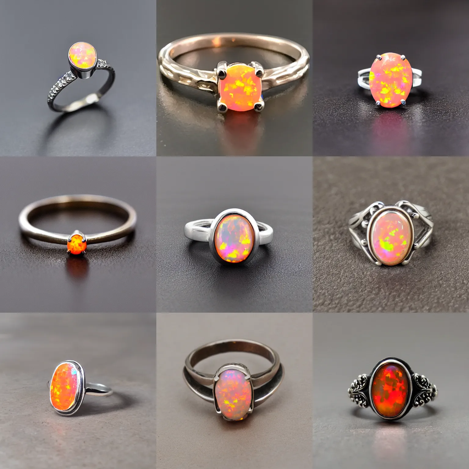 Prompt: jewelry ring made of solid fire opal