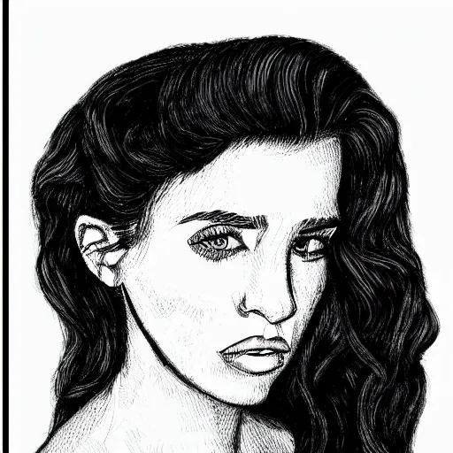 Prompt: female portrait, coloring book