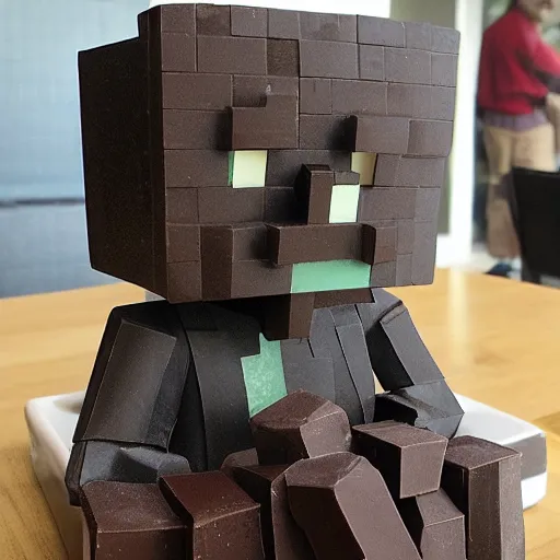 Image similar to dark chocolate statue, minecraft