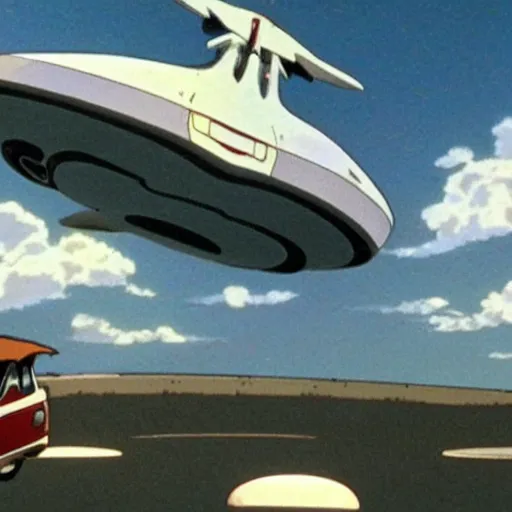 Image similar to starship enterprise in a ghibli film