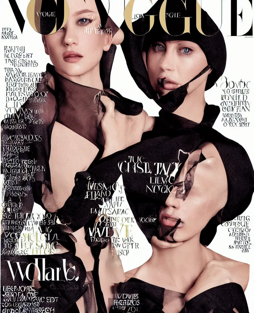 Image similar to vogue magazine cover September issue fashion celebrity lighting, graphic design