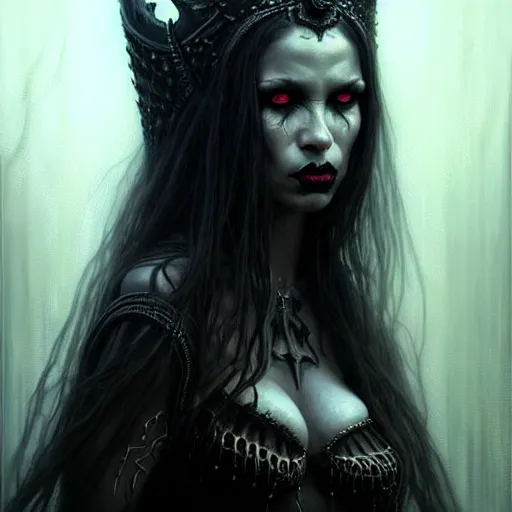 Prompt: portrait of a farie queen grim dark, dark, piercing eyes, exotic expression, esoteric clothing, photorealistic, highly detailed, mysterious lighting, artstation, smooth, sharp focus, art by michael whelan, artgerm, greg rutkowski and luis royo