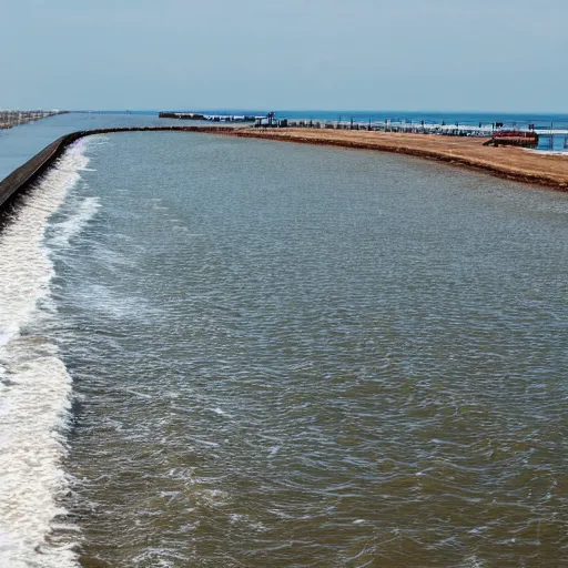 Prompt: detailed photo of the galveston sea wall