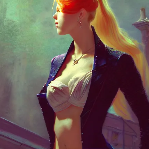 Image similar to feminine nicolas cage in seductive clothing by ross tran, walking in a castle painted by sana takeda, rtx reflections, very high intricate details, painting by van gogh, digital anime art, medium shot, mid - shot, composition by ilya kuvshinov, lighting by greg rutkowski