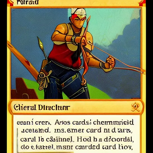 Image similar to taro card with an archer, art deco, trending on devianart, detailed