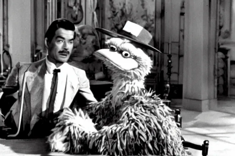 Image similar to “ a film still of oscar the grouch in his award winning role as rhett butler in gone with the wind ( 1 9 3 9 ) ”