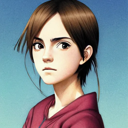 Image similar to anime emma watson by by Hasui Kawase by Richard Schmid