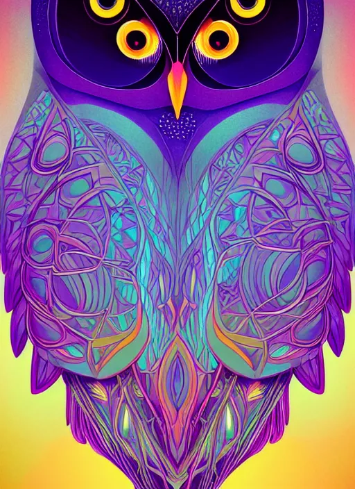 Image similar to symmetry!! product render poster vivid colors divine proportion owl, forest, glowing fog intricate, elegant, highly detailed, digital painting, artstation, concept art, smooth, sharp focus, illustration,