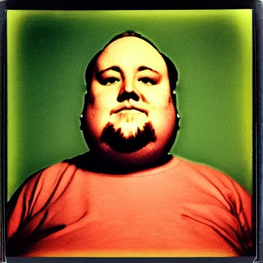 Image similar to color polaroid portrait of a fat man by andy warhol.