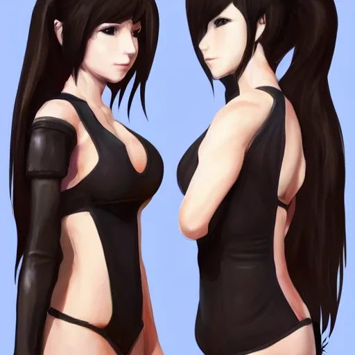 Image similar to head and body concept art of tifa lockhart, trending on artstation