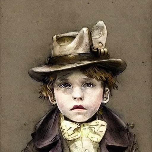 Image similar to (((((portrait of boy dressed as steampunk detective . muted colors.))))) by Jean-Baptiste Monge !!!!!!!!!!!!!!!!!!!!!!!!!!!