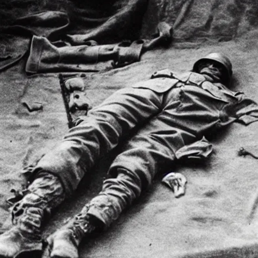 Image similar to photo of a dead american soldier during world war 2