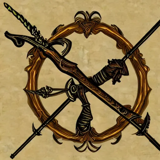 Prompt: rococo bow and arrows weapon, arrows, fantasy game style art