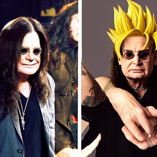 Prompt: ozzy osbourne has become a super saiyan