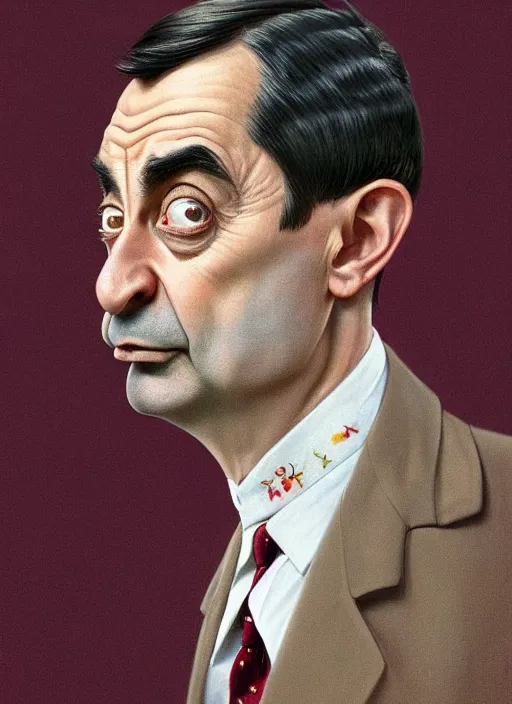 Prompt: hyperrealistic full body portrait of mr bean, highly decorated uniform, portrait, highly detailed, hyperrealistic, digital painting, artstation, concept art, smooth, sharp focus, illustration, cinematic lighting, art by artgerm and greg rutkowski and alphonse mucha