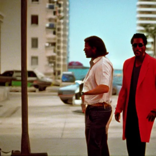 Image similar to film still of the 1 9 9 9 tv show'la vice ', the sequel to'miami vice '. villian scene. sigma 8 5 mm f / 8