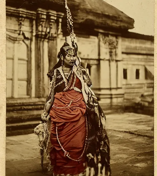 Image similar to vintage_portrait_photo_of_a_beautiful_nepalese_Victorian maiden at Pashupatinath Temple