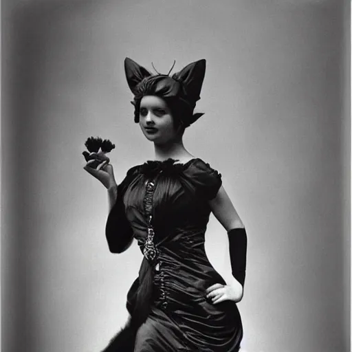 Image similar to elegant woman dressed up as pikachu, art photo by Annie Liebovitz and Alphonse Mucha