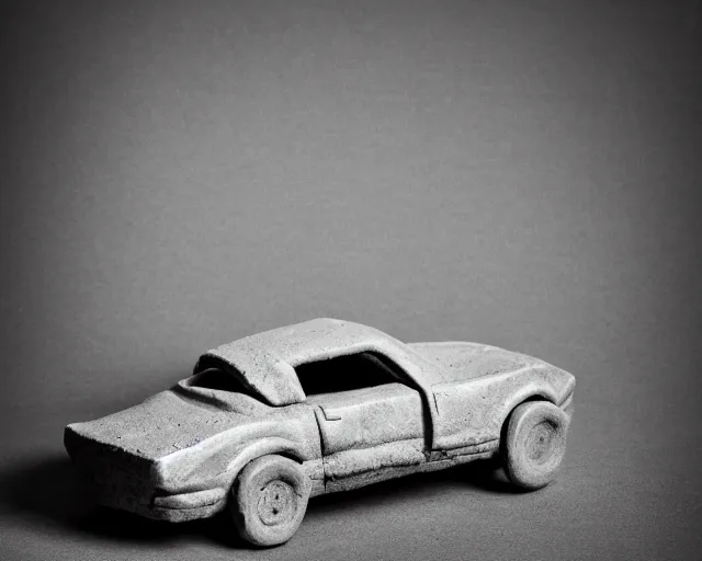 Prompt: car made of stone, studio light, dark background, 3 5 mm photography