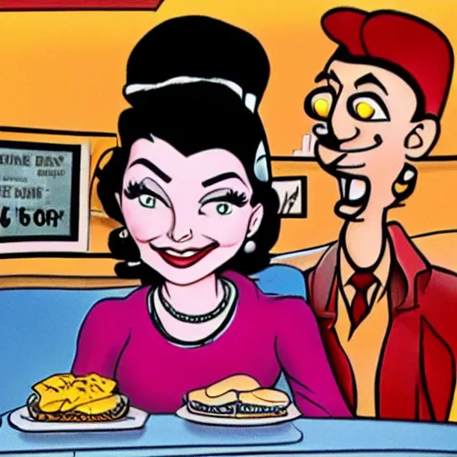 Image similar to sherilynn fenn 5 0 s diner cartoon