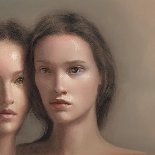 Prompt: a scene of two identical beautiful female drows face to face, full of detail, realistic lighting
