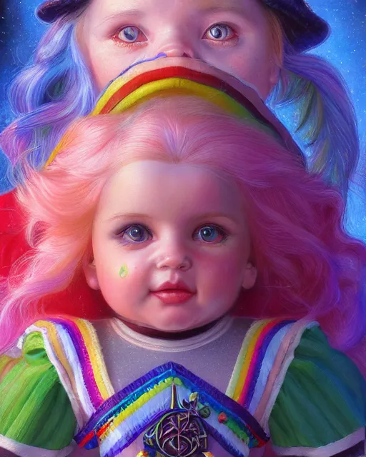 Image similar to rainbow brite portrait | highly detailed | very intricate | symmetrical | whimsical and magical | soft cinematic lighting | award - winning | closeup portrait | cute doll | painted by donato giancola and mandy jurgens and charlie bowater | pastel color palette | featured on artstation