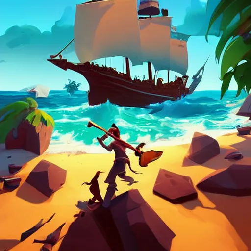 Image similar to painting treasure on sea of thieves game smooth median photoshop filter cutout vector, behance hd by jesper ejsing, by rhads, makoto shinkai and lois van baarle, ilya kuvshinov, rossdraws global illumination