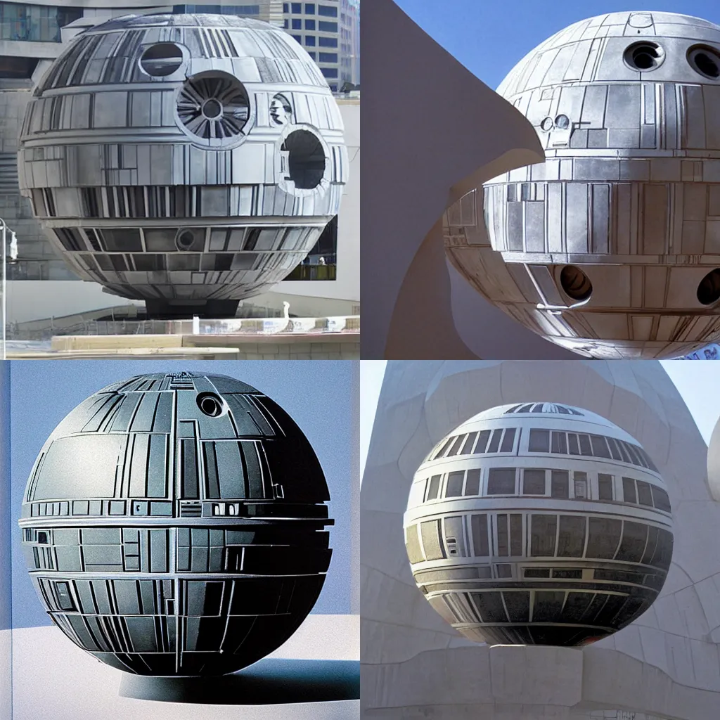 Prompt: death star designed by frank gehry