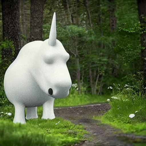 Prompt: moomintroll in real life, photograph, realistic, very detailed!